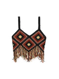 Znbbw TRAF 2023 Women Tops Four Color Tassel Embellished Short Sleeveless Suspender Casual Tops Woman Female Top