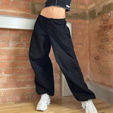 Znbbw Baggy Wide Leg Trousers Streetwear Joggers Solid Punk Chic Sweatpants Vintage Vintage Loose Low Waist Y2K Cargo Pants