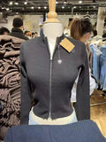 Znbbw Sexy Slim Knitted Cardigan Sweater Women Autumn Soft Cotton Double Zippers Crop Top Vintage Simple Sweet Cardigan Tops Y2k