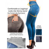 Znbbw Pockets Slim Skinny Jeggings Women's Denim Print Pants Fake Jeans Look Like High Waist Seamles Leggings