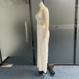 Znbbw Women Jumpsuit Summer Fashion Sexy Solid Suspenders V Neck Sleeveless Cutout Casual Wide Legs Pants Romper Streetwear