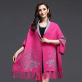 Znbbw cashmere tassel poncho shawl dual-purpose scarf women knitted sweater top retro cheongsam cloak cape coat outside clothing