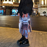 Znbbw Tie Dye Irregular Skirt 2024 Y2k High Waist Letter Print Women's Skirts Female Slim Harajuku Punk Gothic Mujer Faldas