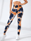 Znbbw Women Seamless Tie Dye Leggings High Waist Tight Suit Honey Peach Hip Training Yoga Pants Sports Running Fitness Leggings