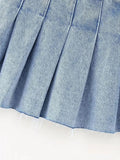 Znbbw TRAF Pleated Denim Mini Skirt Woman Solid Blue Jeans Summer Skirt For Women High Waist Sexy Short Skirts Y2k Streetwear