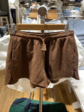 Znbbw Women Brown Waffle Drawstring Sports Shorts Summer Retro Solid Elastic High Waist Loose Shorts Fashion Casual Cotton Short Pants