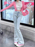 Znbbw Elegant Sweet Y2K Jeans Women High Waist Casual Vintage Flare Pants Female Bodycon Korean Fashion Denim Pants Winter 2024