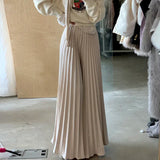 Znbbw High Waist Ruched Pants Women Spring Summer Casual Pleated Trousers Solid All Match Wide Leg Pants Fashion Bottoms