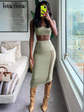 Znbbw Women Crop Tank Tops Midi Skirts Party Club Two Piece Sets Outfits 2023 Summer Clothes Wholesale Items For Business