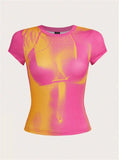 znbbw Spring Sexy Graphic T Shirt Summer Clothes For Women 2023 Yellow Long Sleeve O Neck Tops Female Tees White Tee Shirt