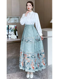 Znbbw Women Spring Autumn Skirt Temperament Daily Elegant New Chinese Style Retro Style Appear Thin Casual Horse-face Skirt D5700