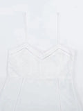 Znbbw TRAF Women 2023 Casual Pure Loose Fit Fashion Embroidery Hollow out Mini Vintage Strap Dress Vestidos Mujer