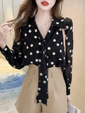 Znbbw Spring Sweet Polka Dot Blouse Western Style Puff Sleeve Age Reduction All-match Chiffon Shirt Tops Female D0353