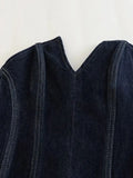 Znbbw TRAF Irregular Chest Denim Tops Women Casual Solid Backless Off Shoulde Corset Wrap 2023 Summer Sexy Slim Tops