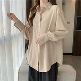 Znbbw Women Chiffon White Shirt Fashion Korean All Match Female Loose Long Sleeve Tops Casual Office Ladies Shirts Spring New