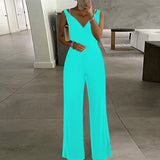 znbbw Sleeveless High Waist Business Jumpsuit 2023 Sexy Women Off Shoulder Solid Overalls Summer Elegant Wide Leg Pants Romper