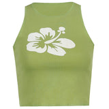 Znbbw Summer New Sports Sexy Sleeveless Tank Top Flower Bottom Slim Fit Elastic Top for Women