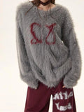Znbbw High Street Cardigan Knit Coat Zipper Jacquard Fluffy Design Loose Sweater Autumn Winter Y2k Harajuku Vintage Clothing