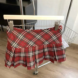 Znbbw Retro High Waist Mini Skirt Women Korean Elegant Plaid Pleated Skirt Y2K Casual Female Summer All Match Jk Skirts New