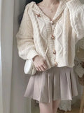 Znbbw Simple Y2k Sweaters Hooded Solid Color Long Sleeve Autumn Knit Short Cardigan Preppy Style All Match Women Clothing 2024