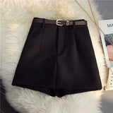 Znbbw With Belt Suit Shorts Women Summer High Waist Loose Casual Wide Leg Shorts Korean Chic Office Lady All-match Shorts