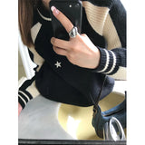 Znbbw Star Knitted Cardigan Women Y2K Patchwork Sweater Coat Vintage Harajuku Oversized Print Knitwear Korean Loose Jumpers