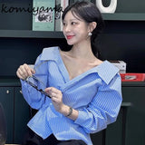 Znbbw Shirts Blouses Elegant Feminino Blusas Mujer Full Sleeve Camisas Clavicle Exposed Ropa Spring Lapel Womens Clothing