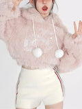 Znbbw Pink Lolita Kawaii Sweater Women Loose Japanese Sweet Fairy Hooded Tops Female Long Sleeve Korean Pullovers Winter 2024 New