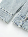 Znbbw TRAF - Women 2023 Spring Autumn Blue Denim Trench Coat Jacket Vintage Long Sleeve Belt Relaxed Female Outerwear Tops