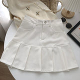 Znbbw Fashion Women Pleated Skirts Korean High Waist Button Mini Skirts Elegant All Match Female A Line Skirt Summer New