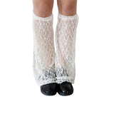 Znbbw Harajuku Leg Warmers Gothic Punk Female Summer White Lace Hollow Out Tube Sling Leg Cover Long Socks Women Calf Socks