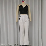 Znbbw 2 Piece Set Women's Clothes Summer Sexy Strapless Sleeveless Solid Nipped Waist Short Top Loose Pants Set Streetwear