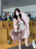Znbbw Style Matching Sets Kangaroo Pocket Zipper Hoodie High Waist Mini Skirts Two Piece Set Sweet Y2k 2024 New Women Clothing