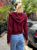 Znbbw Knitted Zip-up Cardigan Sweater Women Streetwear Cotton Pocket Hooded Sweaters Coat Autumn Vintage Sweet Slim Crop Top Y2k