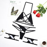 Znbbw Sensual Lingerie Open Bra Geometric Patterns Underwear 3-Piece Sensual Crotchless Exotic Sets Sexy Bra And Panty