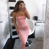 Znbbw Women Summer Neon Satin Lace Up Long Midi Dress Y2K Sleeveless Bodycon Backless Elegant Party Sexy Slim Dress Club Clothes