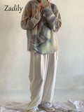 znbbw 2023 Winter Korean style Long Sleeve tie dye Sweater Women Casual Loose O Neck Ladies Pullover Fall Female Clothing Tops