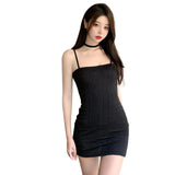 Znbbw Women's Dress Knitted Versatile Camisole Dress Summer Solid Color Dress