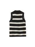 Znbbw TRAF - Sleeveless Top Sweet Striped Vest Sweater Women OuterWear Loose Women Clothing Pullover Vest