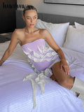 Znbbw Women Birthday Party Club Bodycon Strapless Purple Short Mini Dress 2023 Summer Clothes Wholesale Items For Business