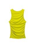Znbbw TRAF Summer Sexy Women Tanks With Ruched Crew Neck Sleeveless Slim Vest Streetwear Female Skinny Crop Top Black Y2K