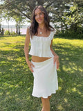 Znbbw White Lace Summer Women Set Sleeveless Crop Top+midi Skirt Outfits 2024 Beach Holiday Chic Vintage Sundress Dress Set