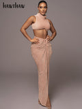Znbbw Women 2023 Summer Tank Tops Long Skirt Beach Vacation Two Piece Matching Sets Outfits Wholesale Items For Business