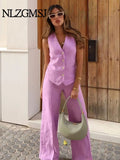 Znbbw TRAF Women Vest Sets Woman 2 Pieces Suit 2023 Office Vest Coat +Long Pants Set Womens Outfits