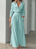 Znbbw Shirt Long Pants Suits 2 Piece Set Women Long Sleeve Shirt Wide Leg Pants Casual White Spring Summer Outfits 2024 New