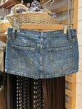 Znbbw Striped Denim Mini Skirts Casual Chic Pockets Sexy Low Rise A-line Skirts Women Y2k Streetwear Summer Slim Faldas 2024