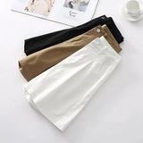 Znbbw Pure Cotton Belt Shorts Women Korean Wide Leg Suit Shorts Ladies Fashion Elegant Black White Baggy All Match Short Pants