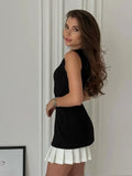 Znbbw Sleeveless Tops White Pleated Skirts 2 Pieces Set Women High Waist Slim Vest Mini Skirt Suits 2024 Elegant Ladies Outfits