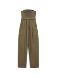 Znbbw TRAF Sexy Strapless Jumpsuits With Belt For Women Sleeveless Wrapped Chest 2023 Autumn Jumpsuit Full Cargo Pants
