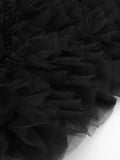 Znbbw Women Fashion Pleated Ruffles Tulle Patchwork Knitting Short Halter Blouse Female Backless Blusas Chic Crop Tops
